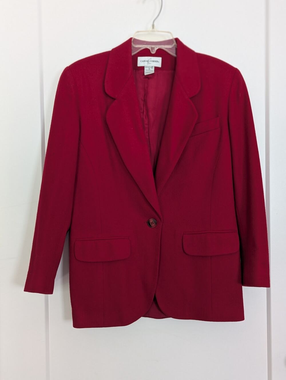 Vtg Casual Corner 100%Wool Blazer Jacket Red Single Button USA Sz4 Medium